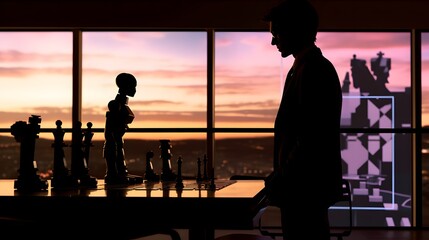 A chess player is thinking about a difficult game of chess.