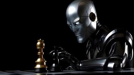 Artificial intelligence technology futuristic neural network, chess competition.