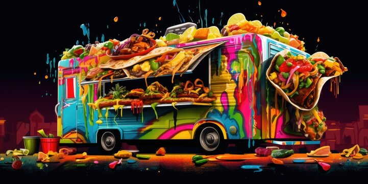 Vibrant Street Cuisine, generative ai