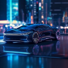 futuristic car car on the road,car in the city 