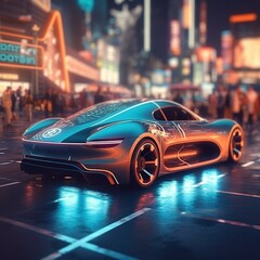 Fototapeta premium futuristic car car on the road,car in the city 