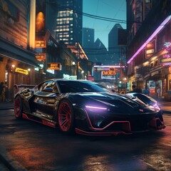 Fototapeta premium futuristic car car on the road,car in the city 