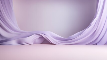 A beautiful abstract modern light lilac backdrop for a product presentation with a smooth floor and trailing smoke, AI generated.