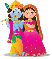 Obraz na płótnie Canvas lord krishna and radha illustration cute indian god radha krishna janmashtami illustration radhe krishan