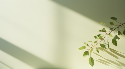 Minimal abstract background for product presentation, Shadow and light from windows on plaster wall, AI generated.