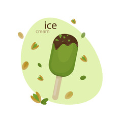 ice cream with pistachios.food vector illustration