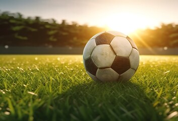 The ball on the grass football field.