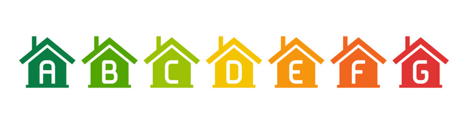 Icons for Energy Performance Certificate (EPC), Rating of Houses by Energy Efficiency