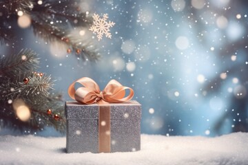 Christmas greeting card with gift box