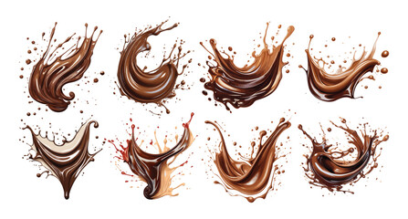 Chocolate splashes set vector illustration