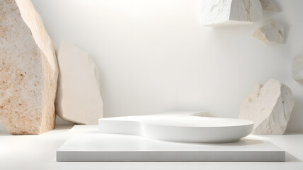 minimal stone podium for product placement