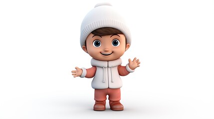 3D cute boy cartoon character smile 