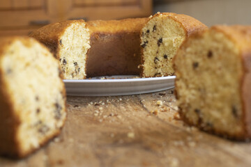 sliced homemade sponge cake