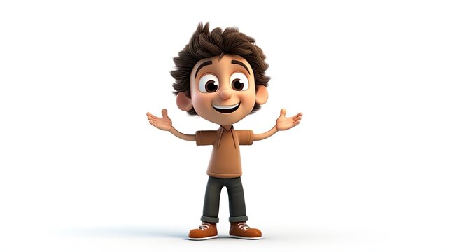 3D cute boy cartoon character
