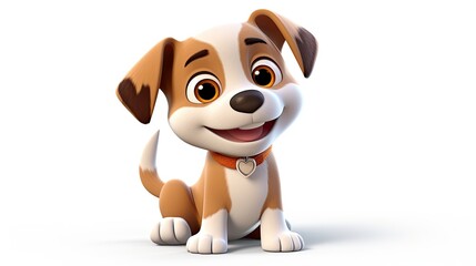 3d cute puppy dog illustration cartoon isolated on white background
