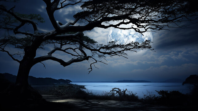 3D_render_of_a_dead_tree_in_sea_with_moon_in_the_sky