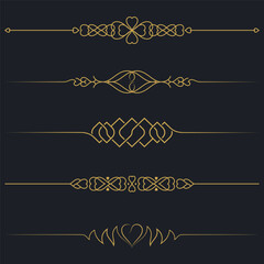 Gold Luxury Premium Wedding Decoration Lines Isolated Element. Vector illustration