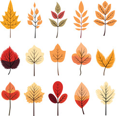 Fototapeta premium Autumn leaves vector collection