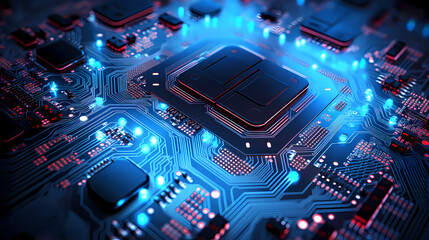 Fototapeta premium the beauty of circuitry and technology up close -ai generated