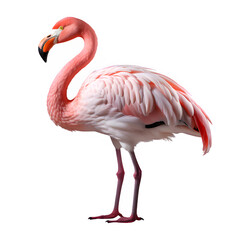 Obraz premium pink flamingo bird isolated on transparent background ,exotic flamingo cut out png ,generative ai