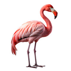 pink flamingo bird isolated on transparent background ,exotic flamingo cut out png ,generative ai