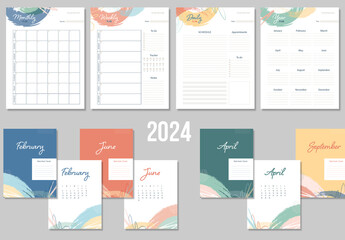 2024 Personal Planner Kit with Abstract Elements