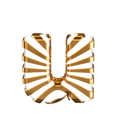 White symbol with gold straps. letter u