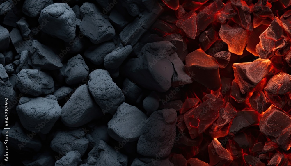 Wall mural close-up image of a glowing hot coal embers in fire.