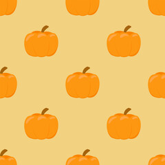 Vector seamless pattern with pumpkins. Hand drawn colorful illustration. Halloween background