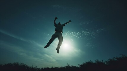 silhouette of a person jumping