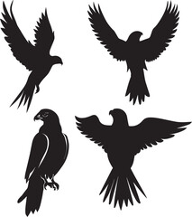 Flying Bird vector silhouette illustration black color