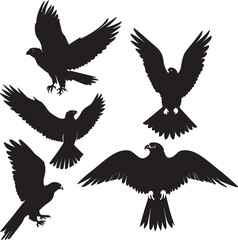 Flying Bird vector silhouette illustration black color