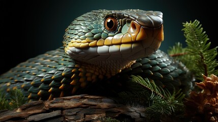 Fototapeta premium Snakes Serpentes are a suborder of the class of reptiles of the Scalyidae division venomous creature predator, fearsome and beautiful dangerous scales and skin .