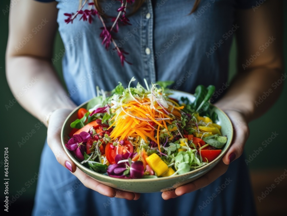 Sticker Hands holding plate of salad