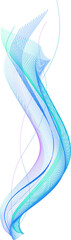 Vertical blue wave shape. Abstract flow lines background. Fluid wavy shape. Striped linear pattern