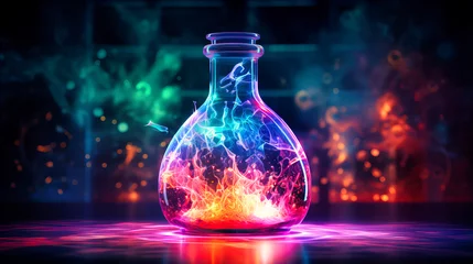 Fotobehang Neon potion bottle glowing with magical contents © Nilima