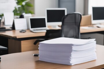 stack of documents on desktop in the office, closeup. space for textstack of documents on desktop in the office, closeup