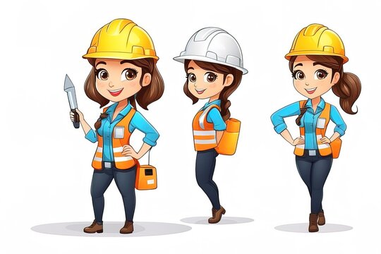 female engineer in helmet and hard hatfemale engineer in helmet and hard hatfemale engineer in various poses