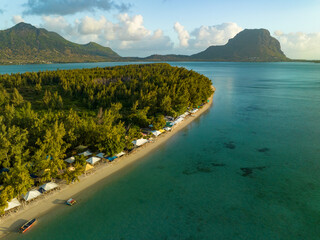 Aerial view of Ile aux Benitiers, Mauritius island