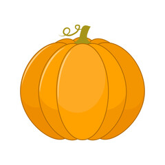 Pumpkin icon.Autumn symbol for Halloween or Thanksgiving.Vector illustration isolated on white background.