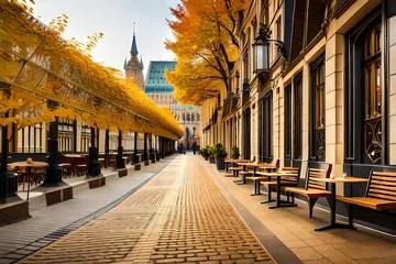 Keuken spatwand met foto autumn in the city © younas