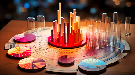 Softly glowing pie-charts and bar graphs suggesting strategic planning sessions