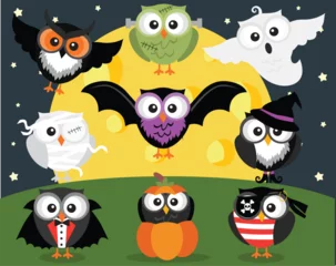 Fotobehang Halloween owls © MyClipArtStore.com