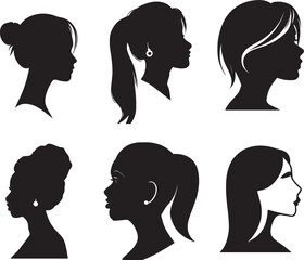 Woman side Face Profile vector illustration black color