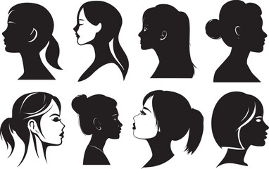 Woman side Face Profile vector illustration black color