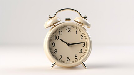 old vintage alarm clock isolated on white background,  time minimal creative concept