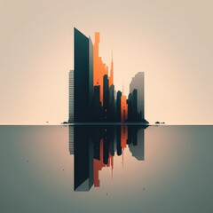 Abstract city business building illustration, generated by AI