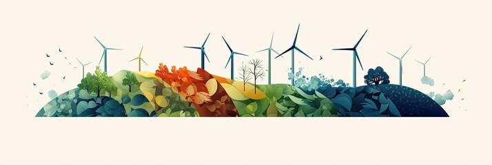 Renewable energy wind turbine illustration.