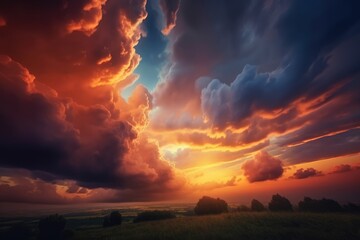 Obraz premium beautiful sunset fire cloud scenery