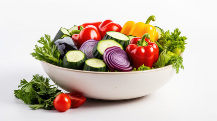 Some fresh and beautiful vegetables are placed in a bowl